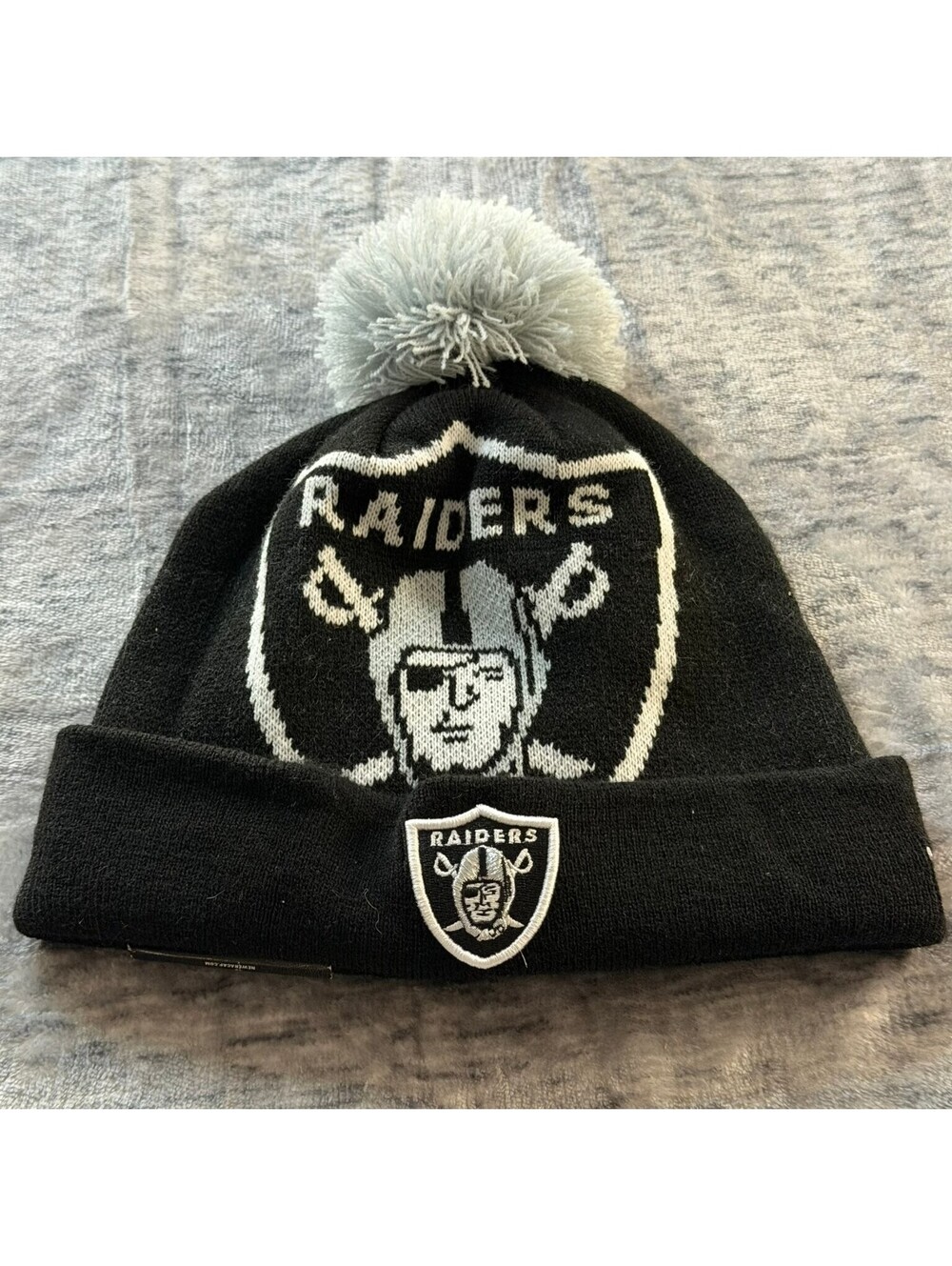 Oakland Raiders New Era Pom Beanie Knit Hat NFL Football